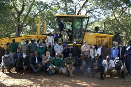 German02-1024x583.jpg Ambassadors, Hellweg Margitt-Böette and Anne Wagner-Mitchell were among high-profile guests at the handover ceremony of a motorized grader to the Department of Wildlife and National Parks (DWNP). The equipment which was procured by KfW will be used to maintain the Chobe National Park’s road network.